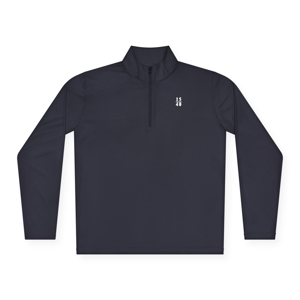 15|40 White Minimalist Logo Upper Left Chest Unisex Quarter-Zip Pullover