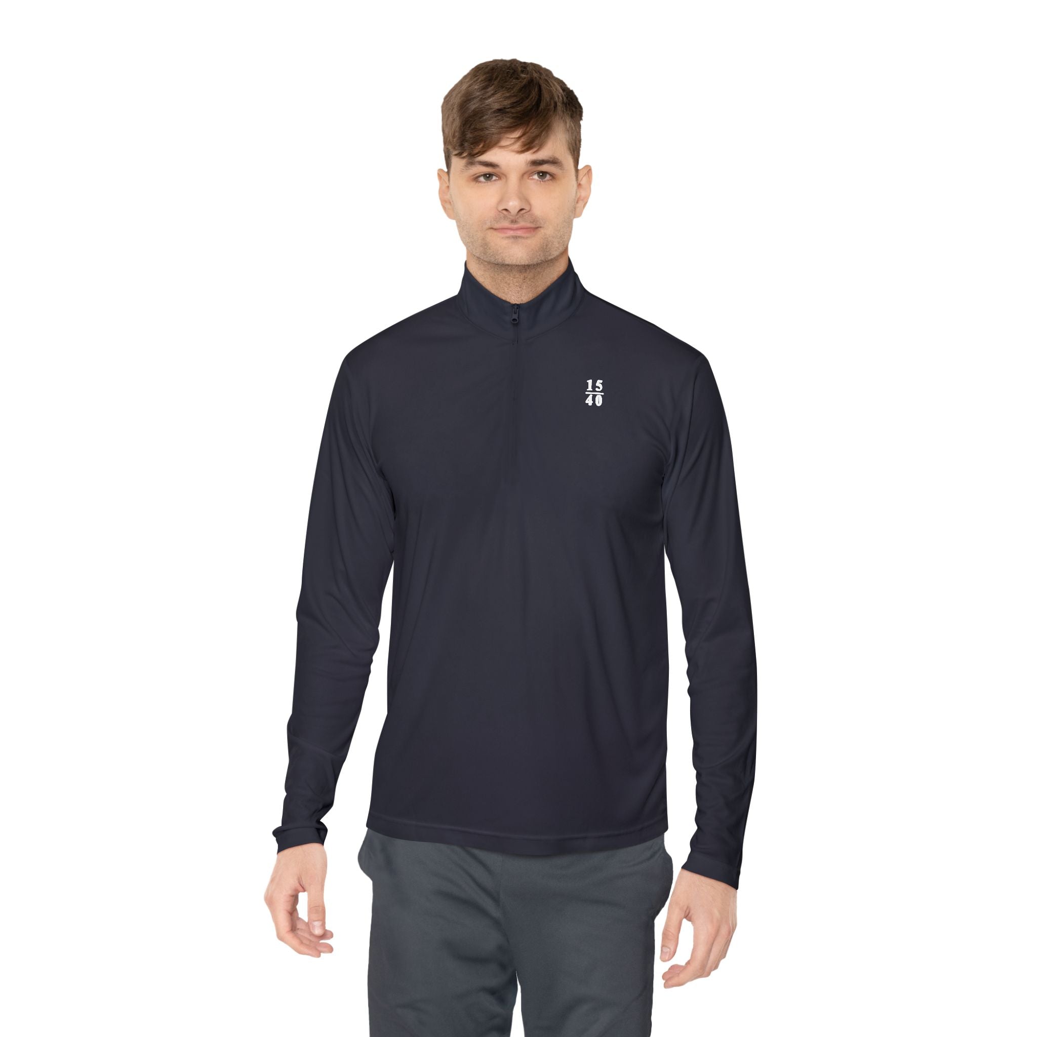15|40 White Minimalist Logo Upper Left Chest Unisex Quarter-Zip Pullover