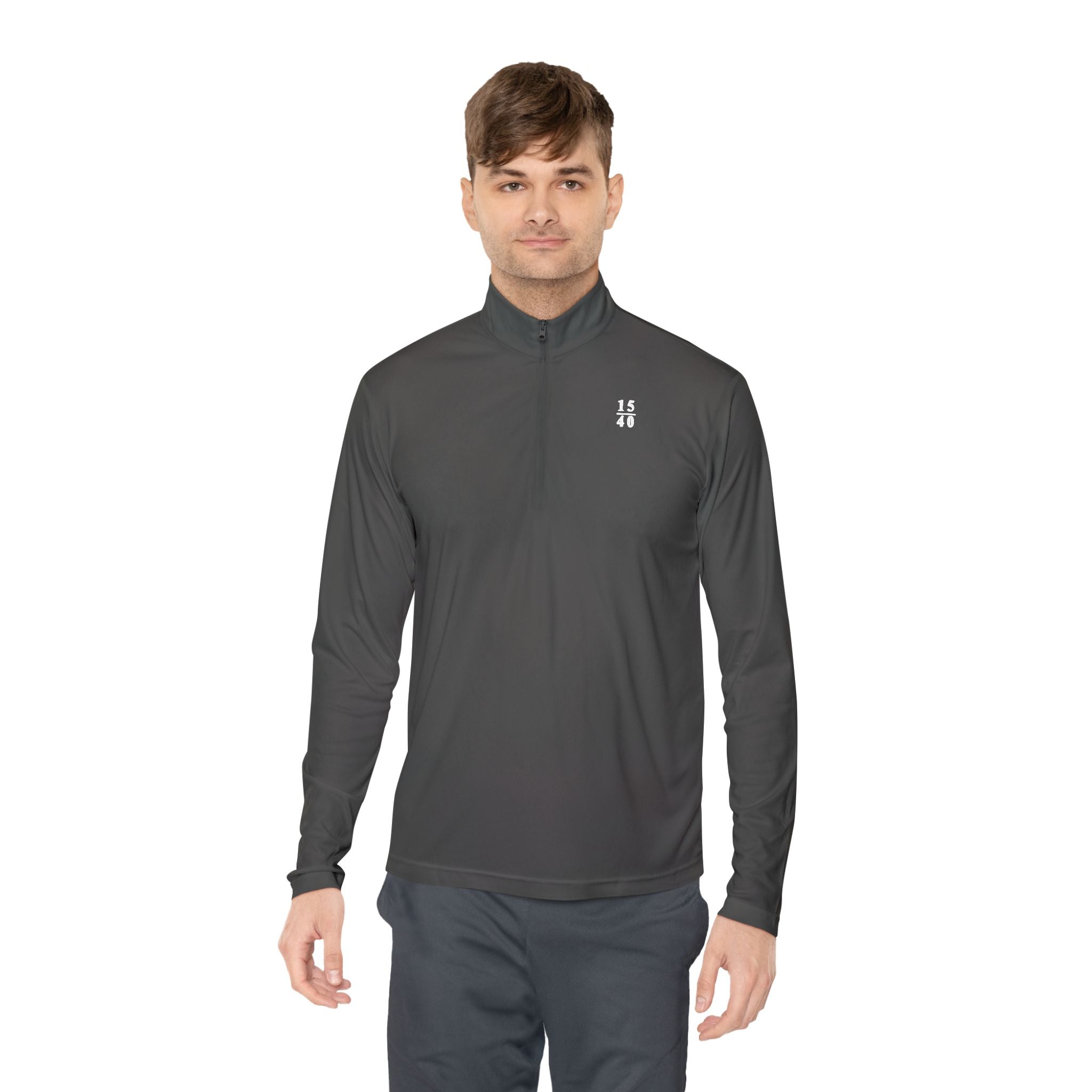 15|40 White Minimalist Logo Upper Left Chest Unisex Quarter-Zip Pullover