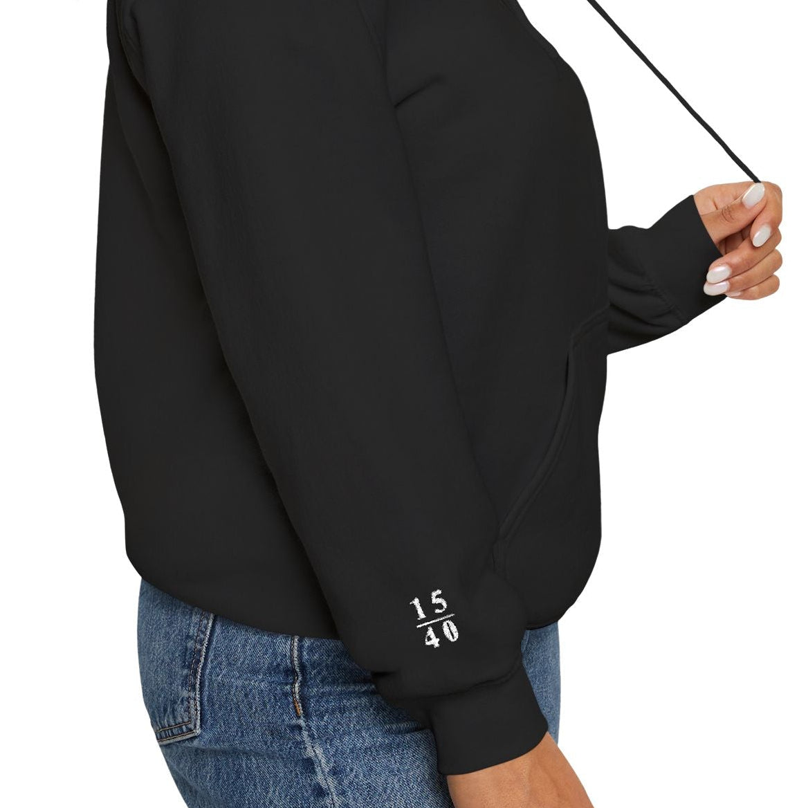 15|40 Minimalist White Logo Hooded Sweatshirt