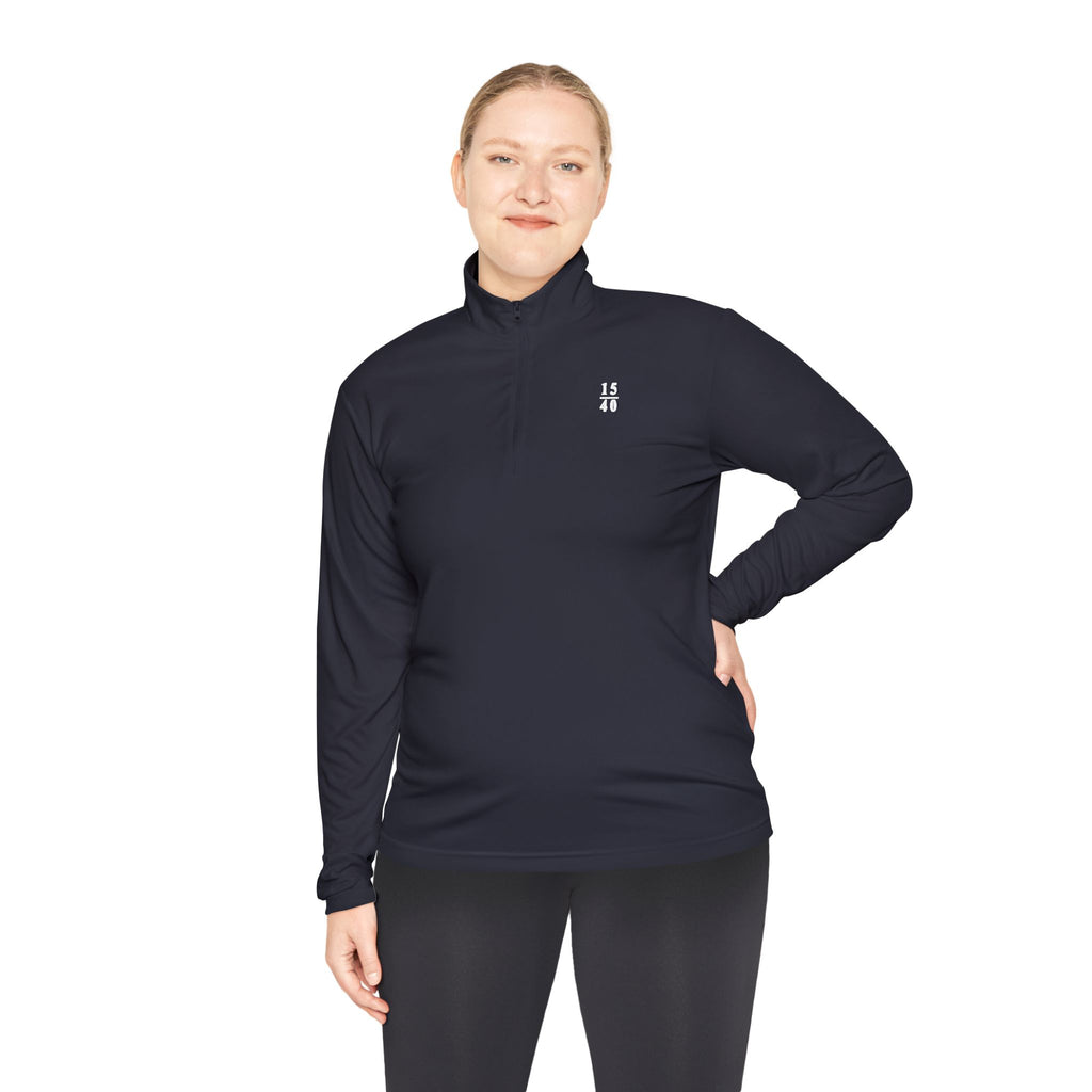 15|40 White Minimalist Logo Upper Left Chest Unisex Quarter-Zip Pullover