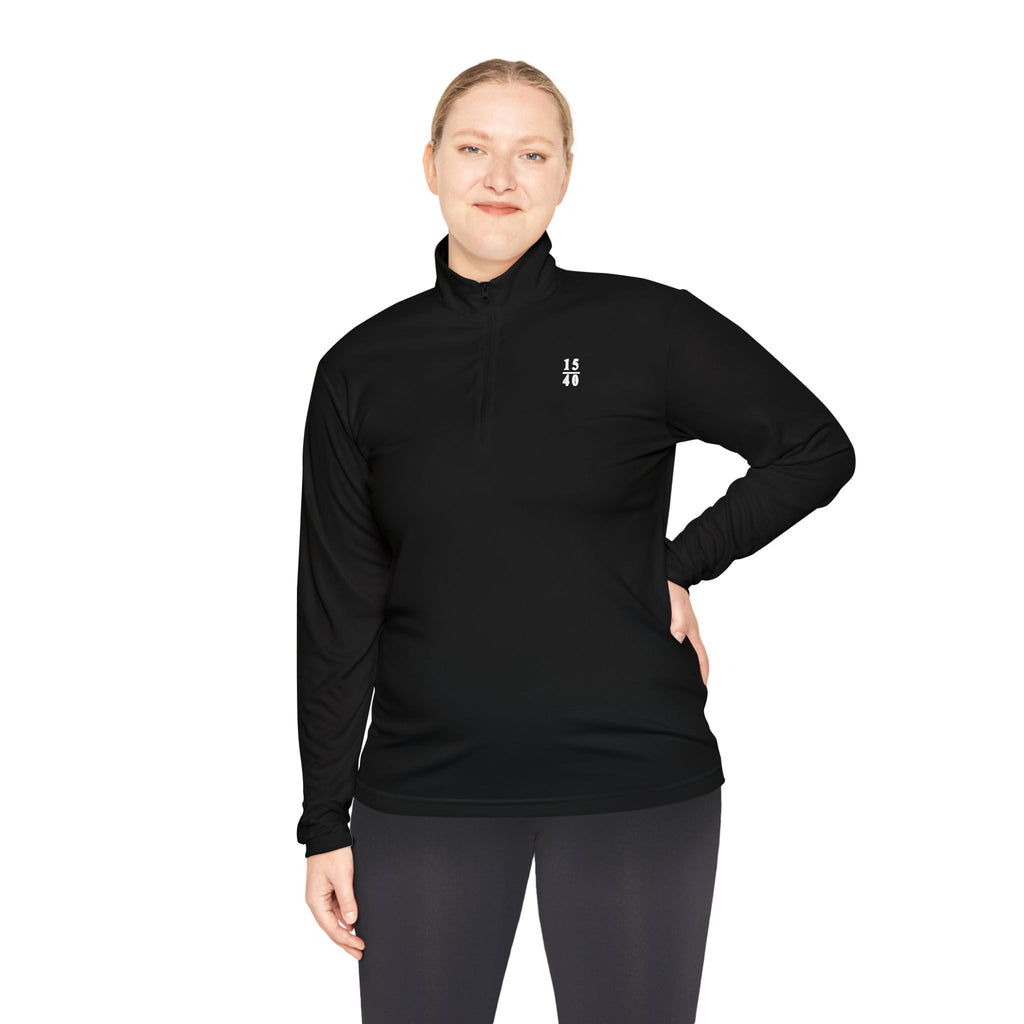 15|40 White Minimalist Logo Upper Left Chest Unisex Quarter-Zip Pullover